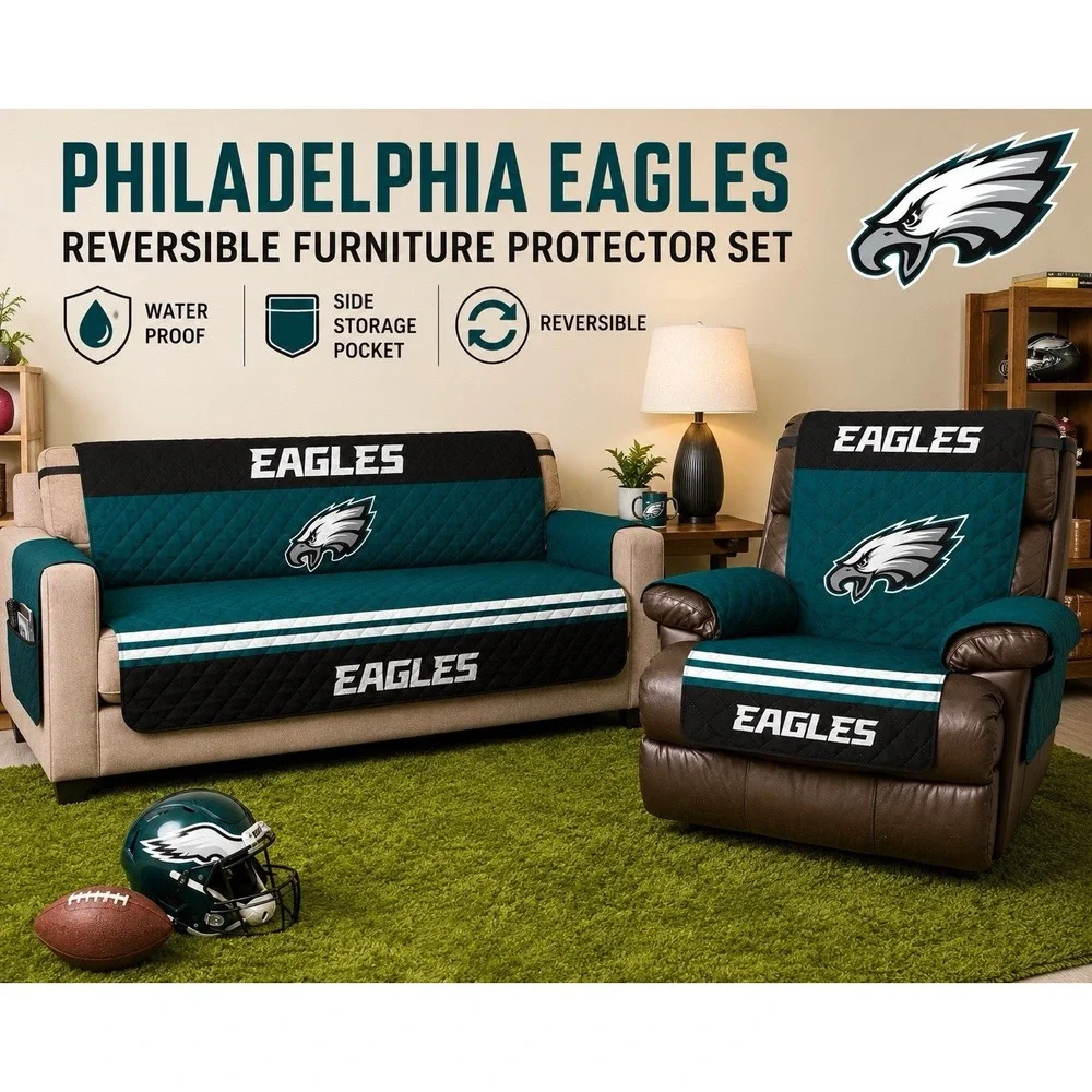 Philadelphia Eagles NFL Furniture Protector Set Recliner & Loveseat Waterproof